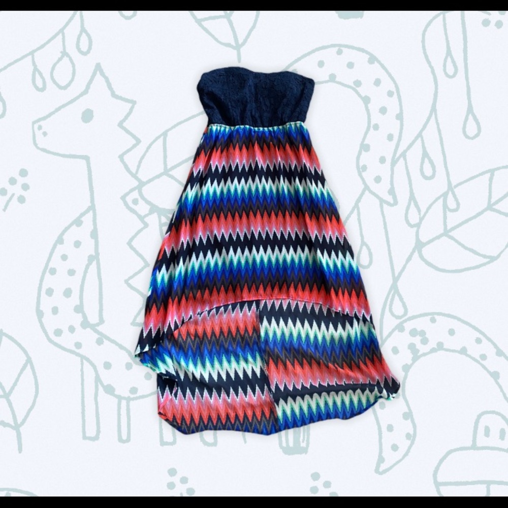 Ardene dress: navy blue lace strapless top. Size L